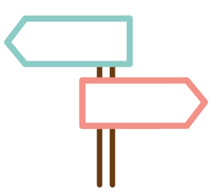 Illustration of signposts for online and in-person therapy and personal growth for women and men.